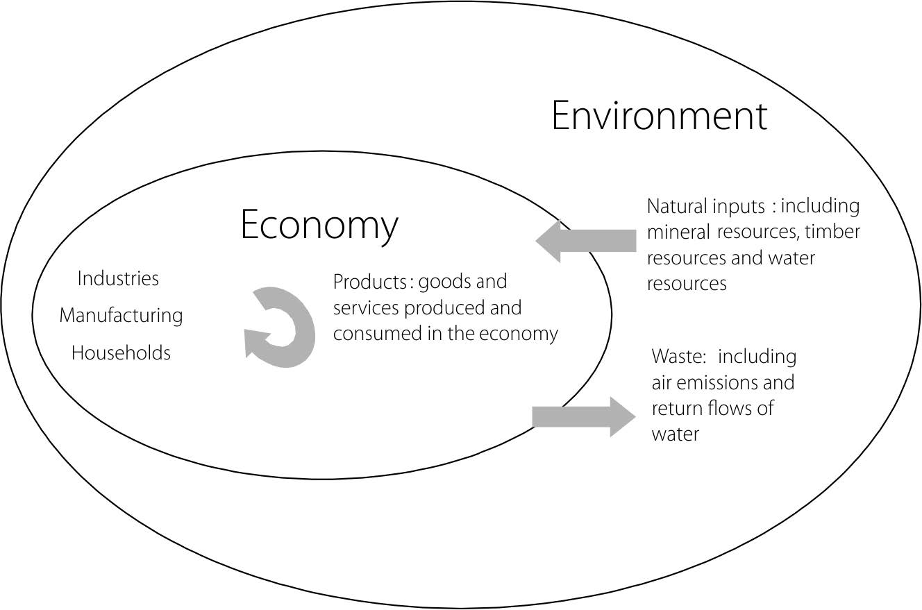 Main flows of natural inputs, products and residuals