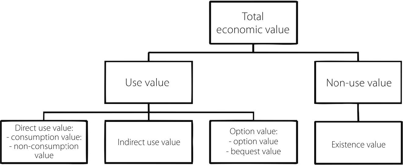 Typology of values of environmental resources and ecosystem services